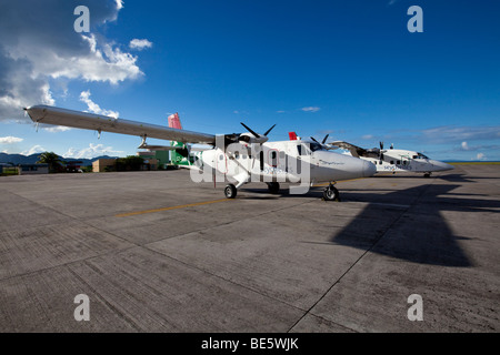 Avions d'Air Seychelles, pour les vols intérieurs, l'aéroport de Mahé, Seychelles, océan Indien, Afrique Banque D'Images