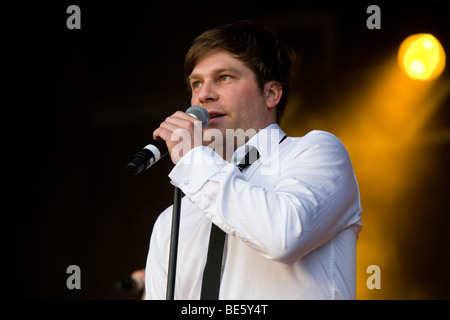 Le Rap Suisse et funk band Maenner am Meer live au soundcheck, Open Air festival dans Sempach-Neuenkirch, Suisse, Europe Banque D'Images