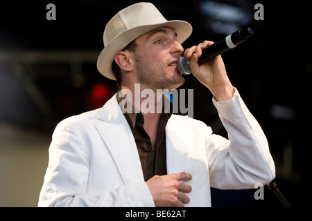 Le Rap Suisse et funk band Maenner am Meer live au soundcheck, Open Air festival dans Sempach-Neuenkirch, Suisse, Europe Banque D'Images