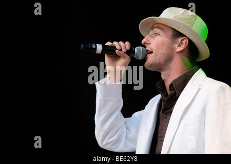 Le Rap Suisse et funk band Maenner am Meer live au soundcheck, Open Air festival dans Sempach-Neuenkirch, Suisse, Europe Banque D'Images