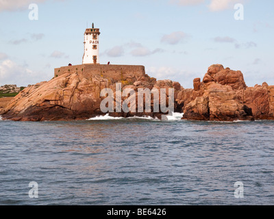 Paon Phare, la pointe du paon, Ile de Brehat, Lezardrieux, Bretagne, France Banque D'Images