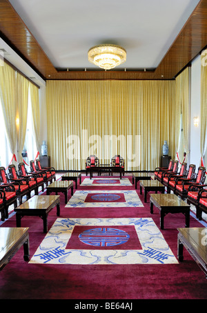 La salle de conférence du président dans le Palais de la Réunification, Ho Chi Minh Ville, Saigon, Vietnam, Asie du sud-est Banque D'Images