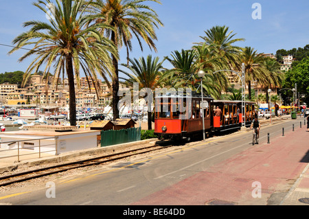 Tramway historique à partir de 1912 en Port de Soller, Majorque, Iles Baléares, Espagne, Europe Banque D'Images