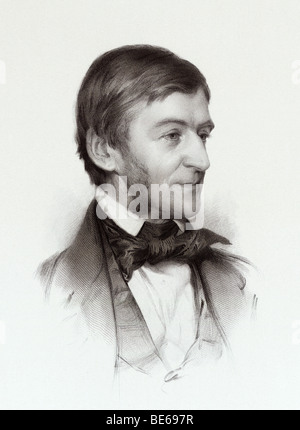 Gravure Portrait vers 1878 par Stephen Alonzo Schoff, basé sur un dessin de Samuel Worcester Rowse, de Ralph Waldo Emerson. Banque D'Images