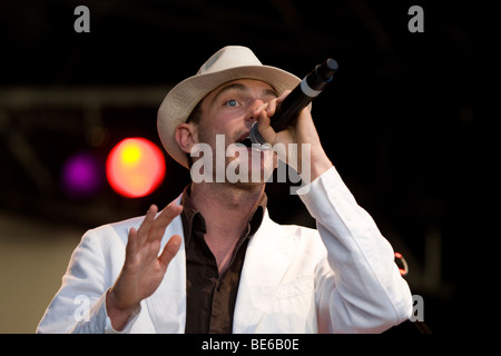 Le Rap Suisse et funk band Maenner am Meer live au soundcheck, Open Air festival dans Sempach-Neuenkirch, Suisse, Europe Banque D'Images