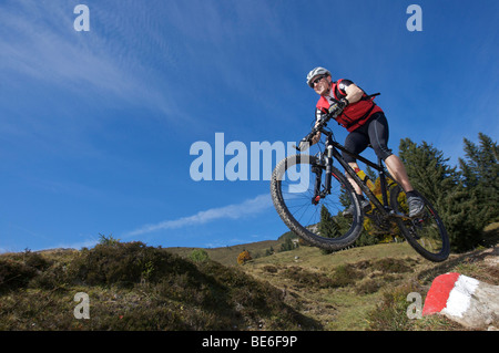 Mountainbiker sur Gaisberg, Rettenbach, Tyrol, Autriche, Europe Banque D'Images