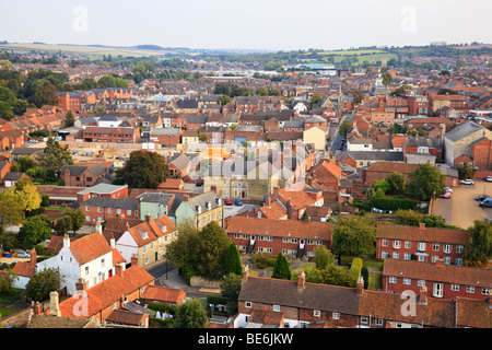 Vue aérienne sur les toits, Grantham, Lincolnshire, Angleterre Banque D'Images