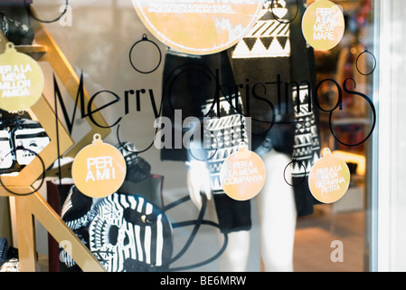 Vitrine décorée pour Noël en Catalogne, Espagne Banque D'Images