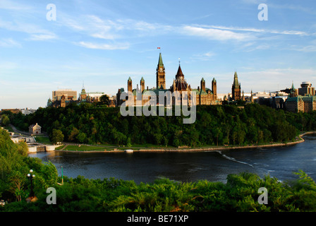 Bâtiment parlementaire, la colline du Parlement, la Colline du Parlement, Ottawa, Ontario, Canada Banque D'Images