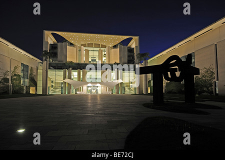 Kanzleramt, Chancellerie fédérale, de nuit, Berlin, Germany, Europe Banque D'Images