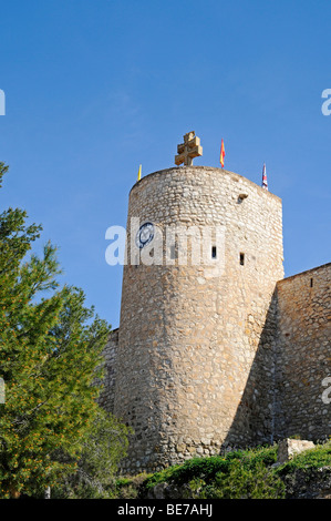 Chemin, route, tour, mur, sanctuaire de la Vera Cruz, Santurio, sanctuaire de la vraie croix, église, château, musée, Caravaca d Banque D'Images