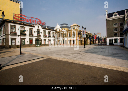 La Chine, Macao ; Quai de légende, partie centrale de neuf différents styles de construction ville côtière Banque D'Images