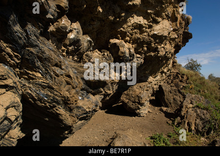 Rock d'obsidienne, Hell's Gate National Park, Naivasha, Kenya Banque D'Images