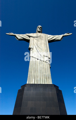 Statue du Christ rédempteur, l'une des sept merveilles du monde moderne, Rio de Janeiro, Brésil Banque D'Images