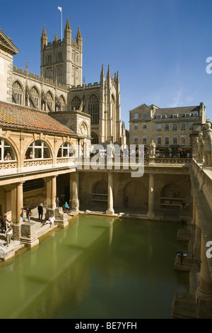 Angleterre Somerset Bath Abbey et Roman Baths Banque D'Images