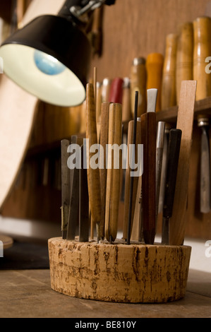 Atelier de Silvio Levaggi und Anna Tartari, Luthiers, Cremona, Lombardie, Italie Banque D'Images