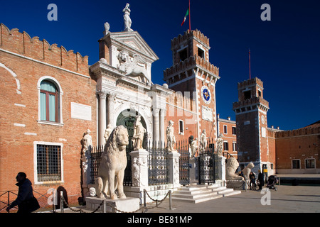 Entrée de l'Arsenal, Arsenale di Venezia, l'ancien quai de Venise, au 16ème siècle le plus grand quai dans le monde. Construit par un Banque D'Images