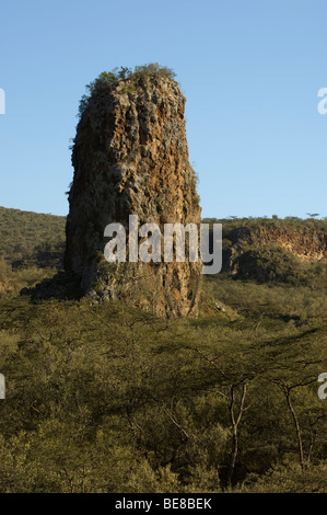 Ol Basta rock tower, Hell's Gate National Park, Naivasha, Kenya Banque D'Images