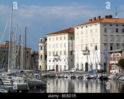 Bateaux dans le port de plaisance dans la ville côtière de Piran dans le sud de la Slovénie Banque D'Images