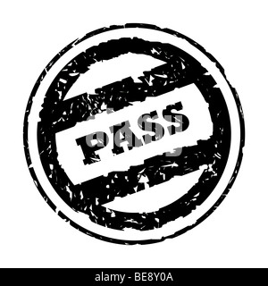 Utilisé black business pass stamp, isolé sur fond blanc. Banque D'Images