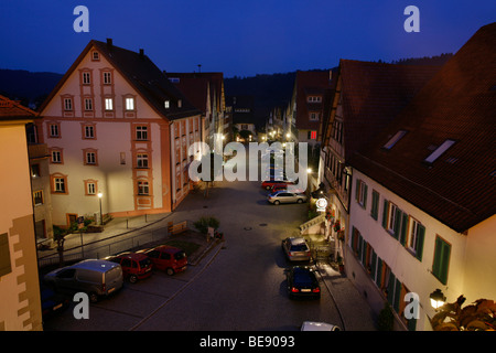 Vue depuis le Marstall zum Heiligen Kreuz collégiale sur la ville Horb am Neckar, Landkreis Freudenstadt, district de Ba Banque D'Images