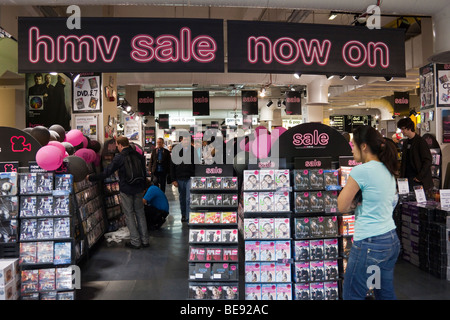 Vente Magasin HMV, Oxford Street, London, England, UK Banque D'Images