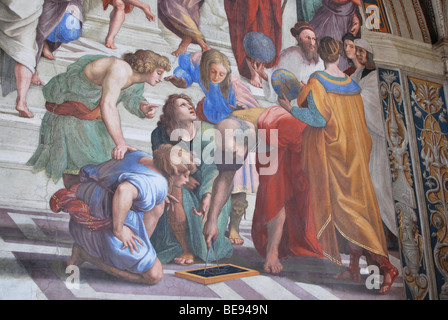 Raphaël, peinture, l'École d'Athènes, strophe della Segnatutra, chambres du Vatican, Musées du Vatican, Vieille ville, Cité du Vatican, ITA Banque D'Images