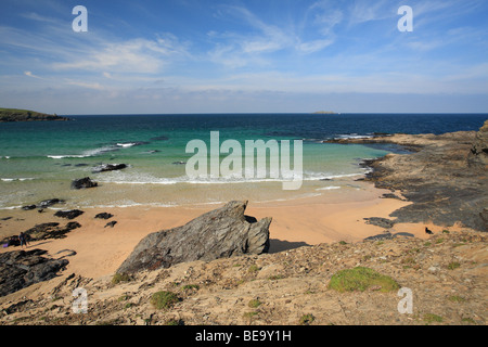 La fin de l'été/début glorieux jour d'automne à Harlyn Bay, Cornwall, England, UK Banque D'Images