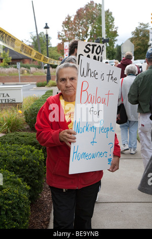 Les habitants de Detroit protester banque forclusion de leur voisin Banque D'Images