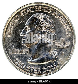 Coin de quart de dollar isolated over white background Banque D'Images