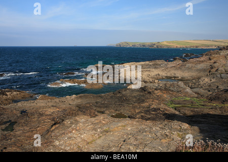 La fin de l'été/début glorieux jour d'automne au nord sur la côte de Cornwall à vers Padstow et Polzeath, England, UK Banque D'Images