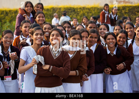 Les écolières dans Delhi Inde Banque D'Images