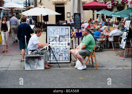 Artiste de rue à Brighton, dessinateur Banque D'Images