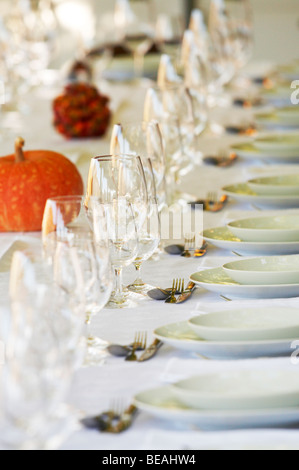 Set de table avec des verres et assiettes Quinta do Douro portugal gratuitement Banque D'Images