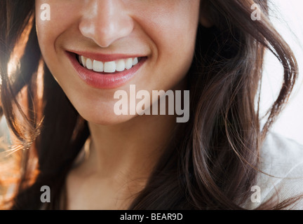 Close up of Hispanic Woman's Smile Banque D'Images