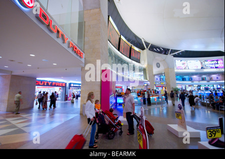 Israël. L'exploitant de la zone de départ, et l'aérogare 3, Ben Gourion (TLV), l'aéroport de Lod. Banque D'Images