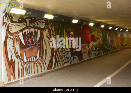 L'art de rue dans un passage souterrain pour piétons. Banque D'Images