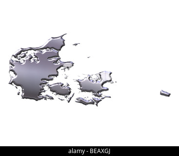 Danemark carte silver 3d Banque D'Images