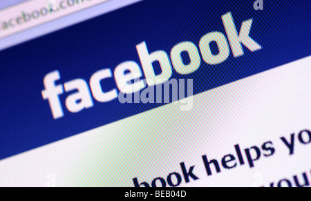 Site web de réseautage social Facebook logo et écran de démarrage Banque D'Images