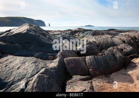 Réputé pour être la plus belle plage de Bretagne Sandwood Bay à Sutherland, à l'extrême nord-ouest de la partie continentale de l'Écosse, Royaume-Uni Banque D'Images