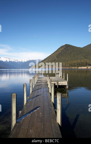 Jetty, Lake Rotoroa, Nelson Lakes National Park, district de Tasmanie, île du Sud, Nouvelle-Zélande Banque D'Images