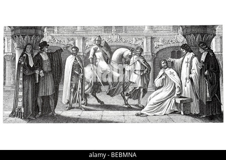 Chevalier de malte, grand maître de l'ordre de malte, grand maître de l'geramn templiers en armure complète monté dans des templiers Banque D'Images