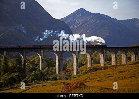Train à vapeur jacobite, viaduc de Glenfinnan, Lochaber, Écosse, Royaume-Uni, Europe Banque D'Images