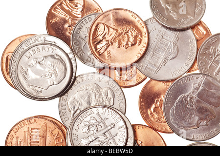 Coins isolé sur un fond blanc, pur Banque D'Images