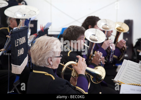 Le Burnham brass band, Wensleydale Show qui a eu lieu début septembre agricole près de Leyburn, North Yorkshire Banque D'Images