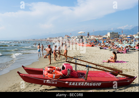 Plage de Viareggio, Riviera toscane, Toscane, Italie Banque D'Images