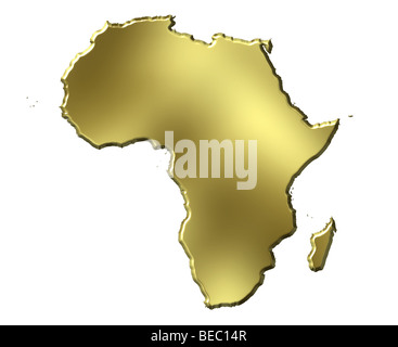 3d carte d'or de l'Afrique Banque D'Images