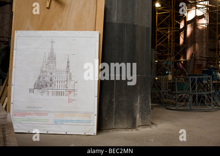 À l'intérieur de la Sagrada Familia de Barcelone Banque D'Images