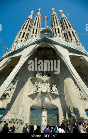 L'extérieur de la Sagrada Familia de Barcelone Banque D'Images