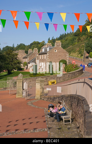 New Lanark, visiteurs, site du patrimoine mondial, Lanarkshire, Écosse, septembre, 2009 Banque D'Images